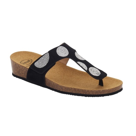 DUBAI SANDALI IN MICROFIBRA+STRASS NERI