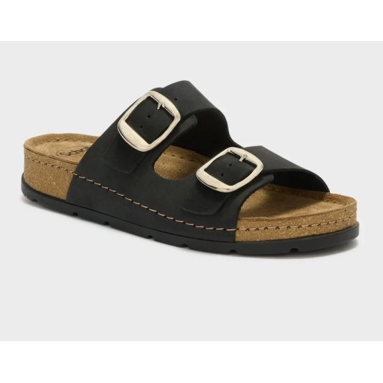 SANDALI BORA 2 BUCKLES NERO