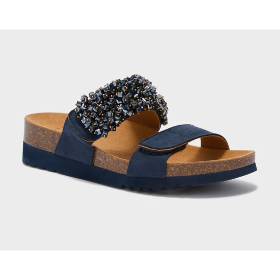 SANDALI SAHARA 2 STRAPS BLU CON PIETRE