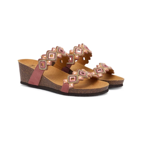 SANDALI CON ZEPPA TULUM ROSA CON PIETRE