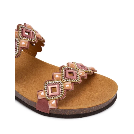 SANDALI CON ZEPPA TULUM ROSA CON PIETRE