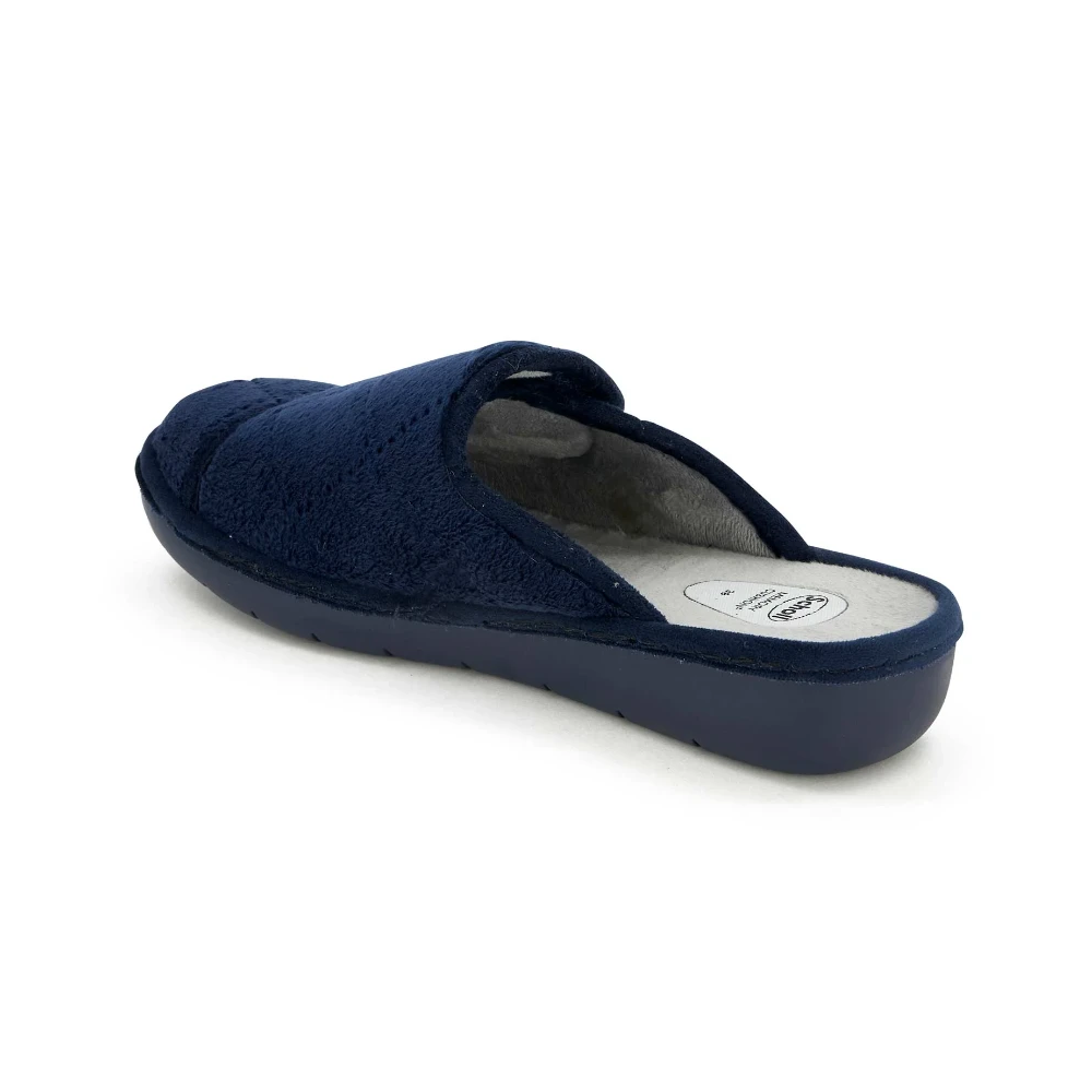 PANTOFOLE LAUREN STRAP BLU IN MICROFIBRA