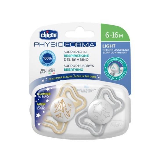 CHICCO SUCCHIETTO LIGHT LUMINOSO SILICONE 6-16M 2PZ