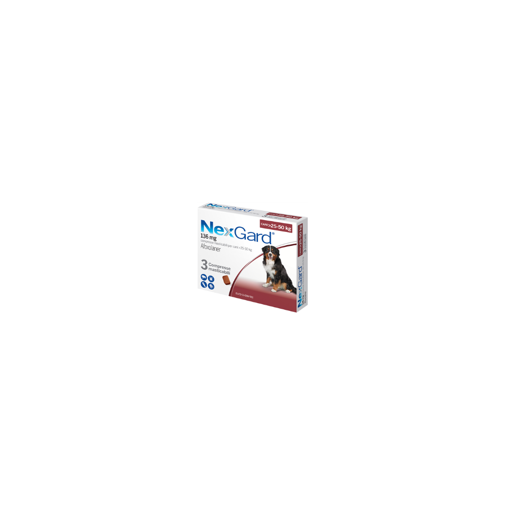 NEXGARD 25-50KG 136MG 3 COMPRESSE MAST.