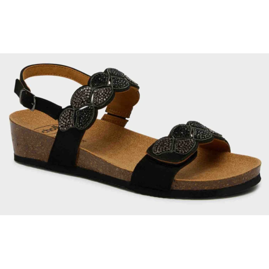 ABU DHABI SANDALI CON CINTURINO - NERO+STRASS