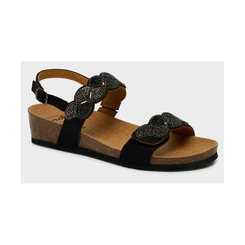 ABU DHABI SANDALI CON CINTURINO - NERO+STRASS