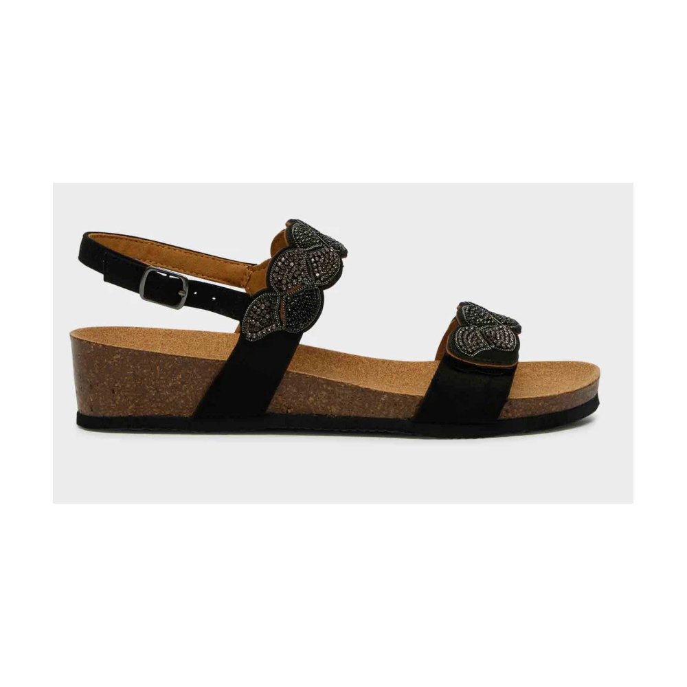 ABU DHABI SANDALI CON CINTURINO - NERO+STRASS