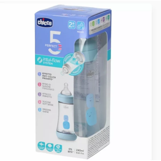 CHICCO BIBERON P5 240ML MEDIO SILICONE BOY