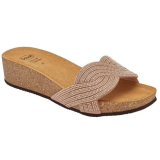 SANDALI VEGAS MICROFIBRA+STRASS ORO ROSA