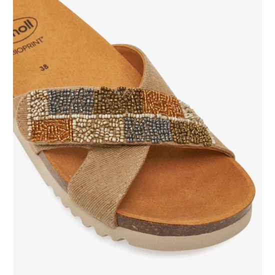 SANDALI LA SERENA BEIGE CON PERLINE