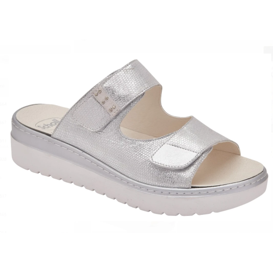 VERSILIA SANDALI IN PELLE STAMPATA ARGENTO