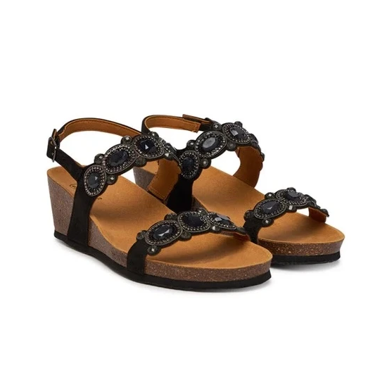 SANDALI CON ZAPPA ZANZIBAR NERO CON PERLINE