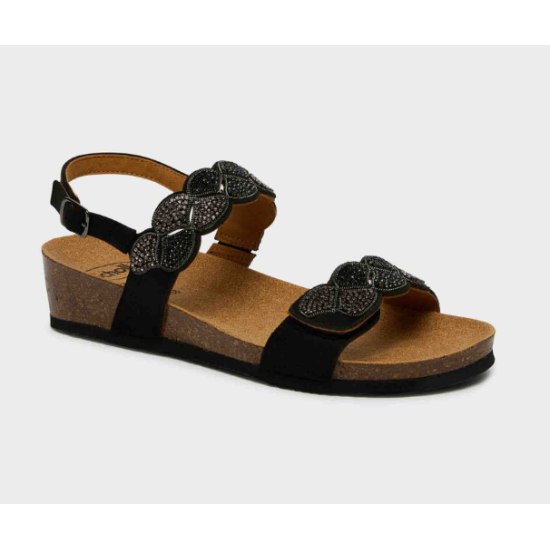 ABU DHABI SANDALI CON CINTURINO - NERO+STRASS