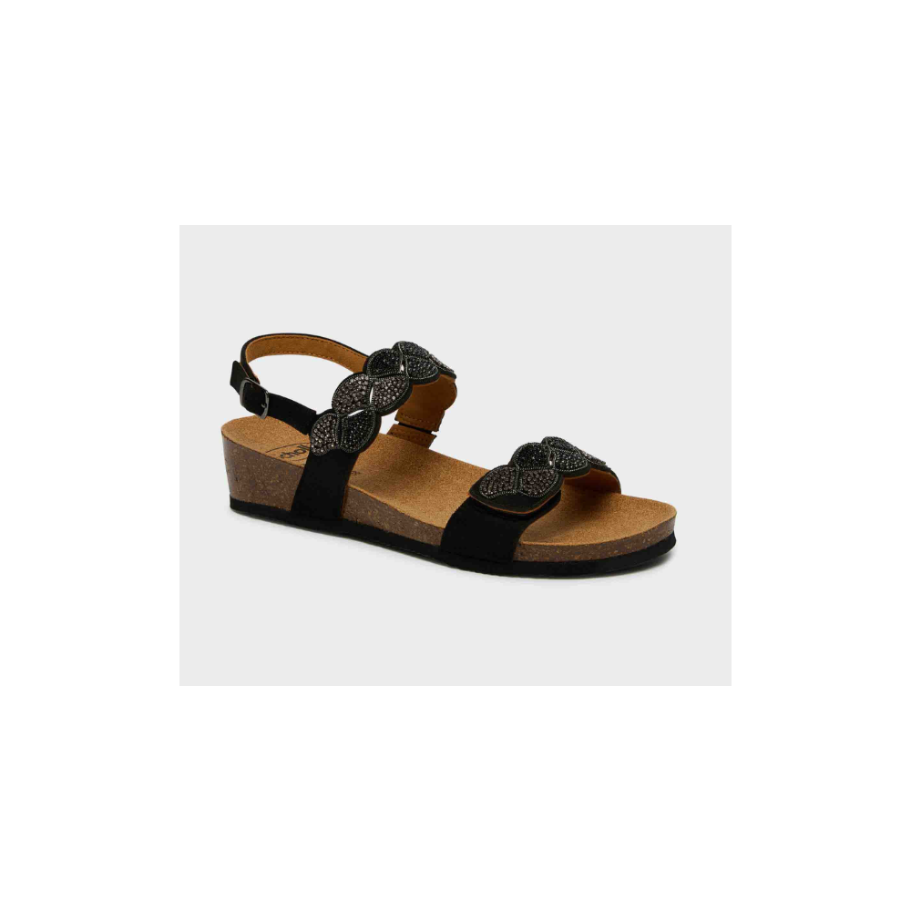 ABU DHABI SANDALI CON CINTURINO - NERO+STRASS