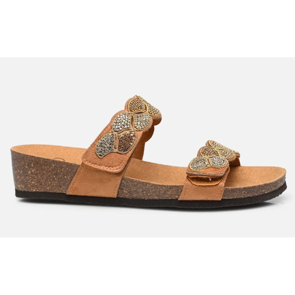 ABU DHABI SANDALI MICROFIBRA + STRASS TAN