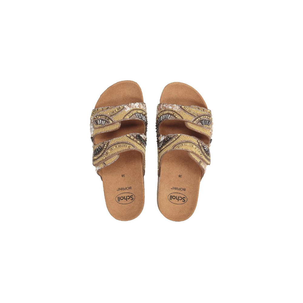 LISBOA SANDALI 2 STRAPS MICROFIBRA+PERLINE BEIGE