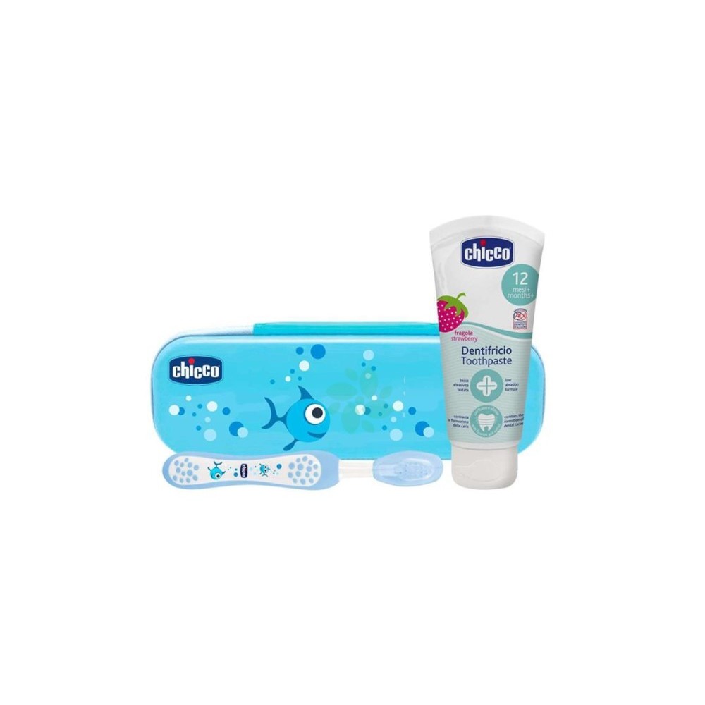 CHICCO SET SPAZZOLINO+DENTRIFRICIO 6MESI+ AZZURRO