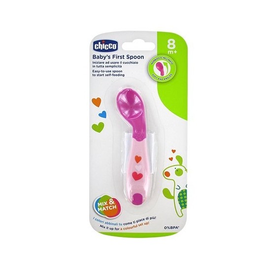 CHICCO CUCCHIAIO ANGOLATO 8MESI+ ROSA