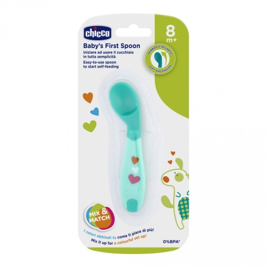 CHICCO CUCCHIAIO ANGOLATO 8MESI+ AZZURRO