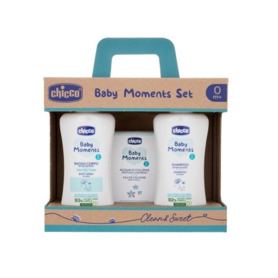CHICCO BABYMOMENTS SET BAGNOSCHIUMA+SHAMPOO+COLONIA