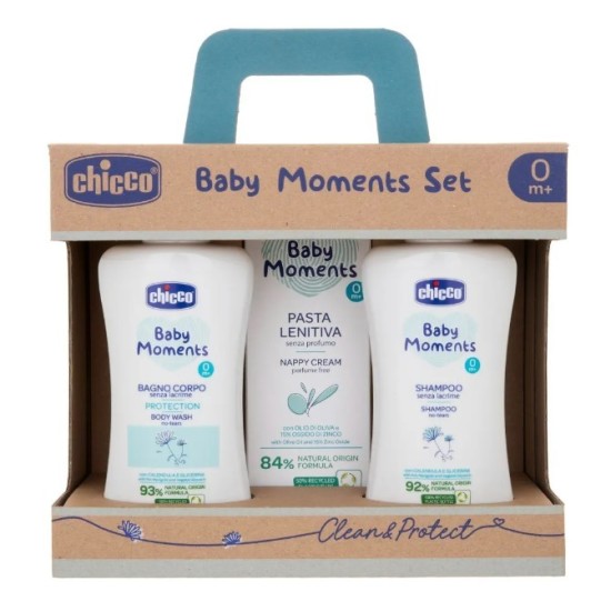 CHICCO SET BAGNOSCHIUMA+SHAMPOO+PASTA BABY MOMENTS