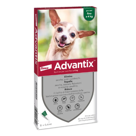 ADVANTIX SPOT ON 6 PIPETTE 0-4KG