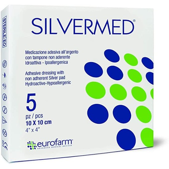GARZA SILVERMED ADESIVA 10X10 - 5PZ