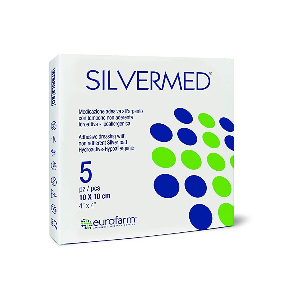 GARZA SILVERMED ADESIVA 10X10 - 5PZ