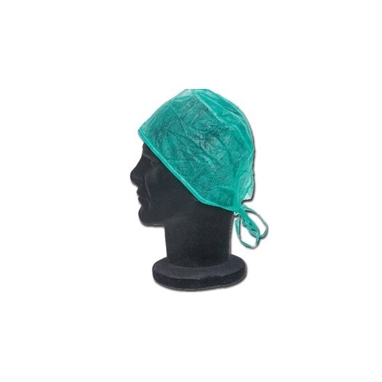 CAPPELLINO MONOUSO IN TNT VERDE CON LACCI - 100PZ