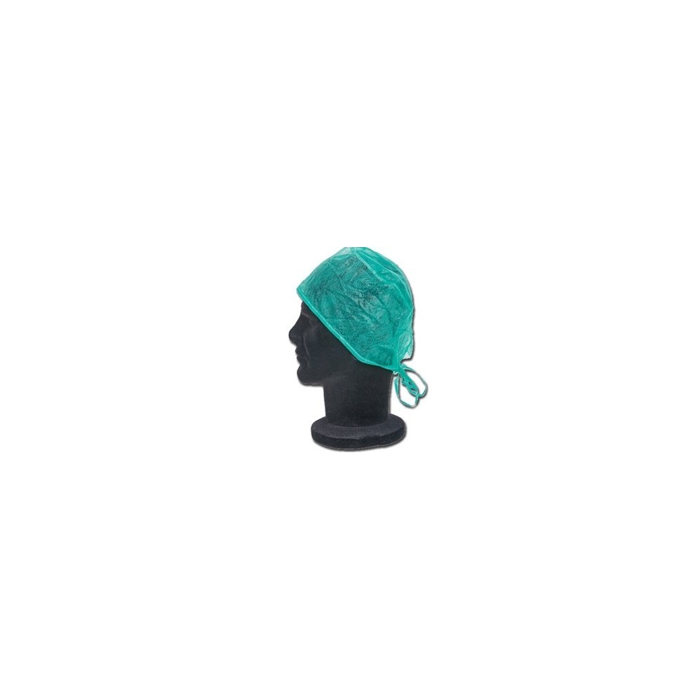 CAPPELLINO MONOUSO IN TNT VERDE CON LACCI - 100PZ