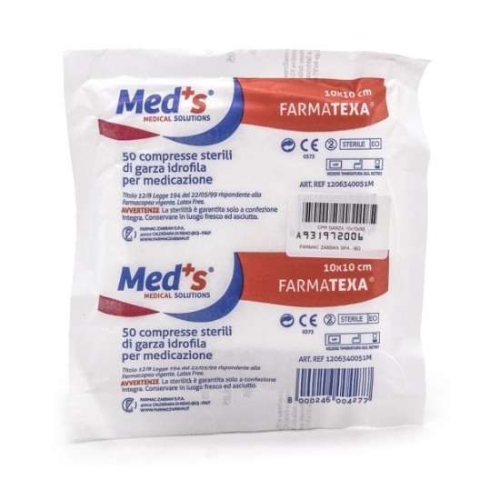 COMPRESSE DI GARZA 10X10 - 50PZ CON FUSTELLA MEDS