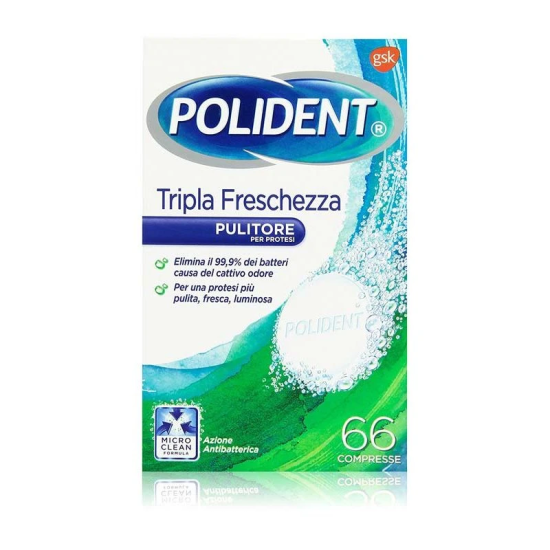 POLIDENT TRIPLA FRESCHEZZA 66 COMPRESSE