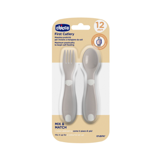 CHICCO POSATINE 12M+ IN PLASTICA GRIGIO