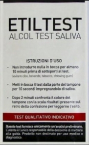 ALCOL TEST SALIVARE MONOUSO