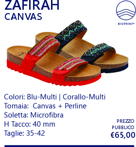 zafirah canvas blu multi e corallo multi